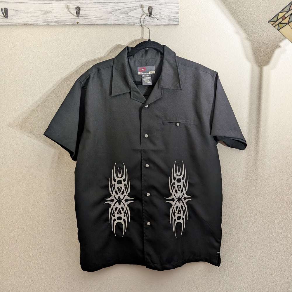 Dragonfly Inspired VINTAGE Black Shirt with Tribal Design